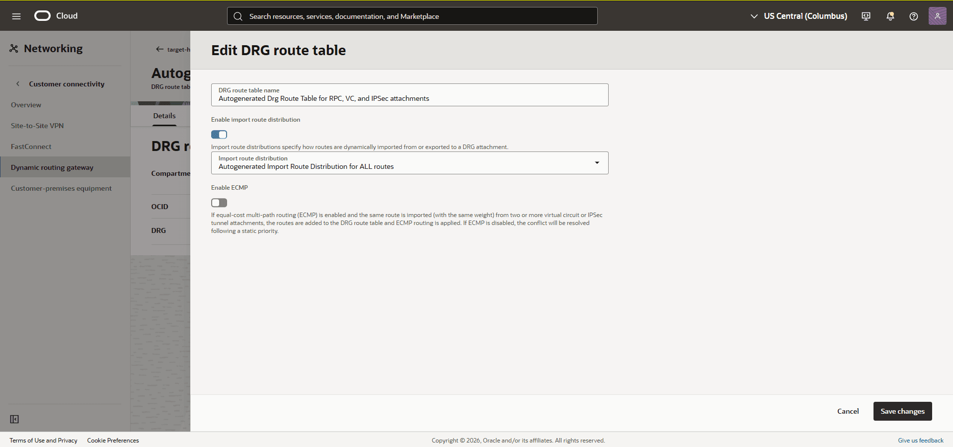 This screenshot shows the required configuration for cross-region restore.