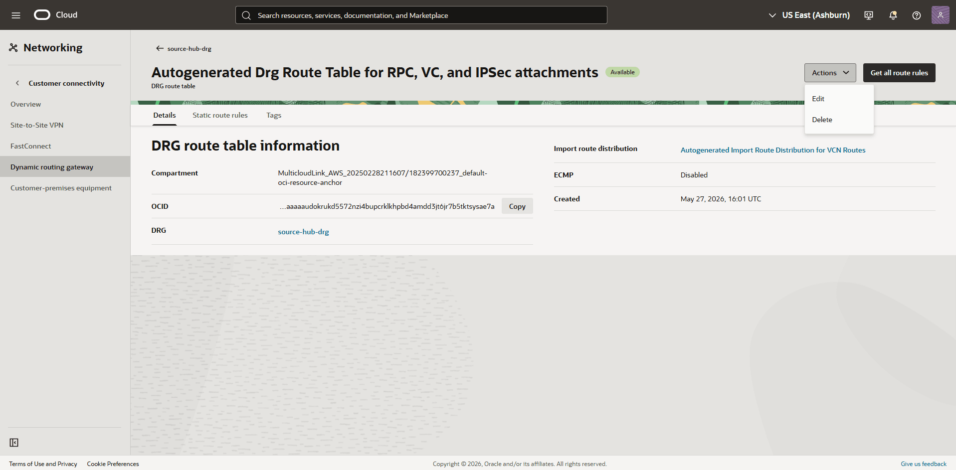 This screenshot shows the required configuration for cross-region restore.