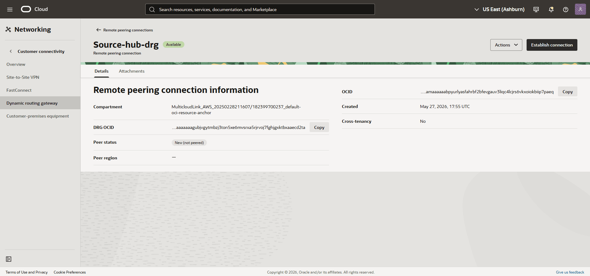 This screenshot shows the required configuration for cross-region restore.