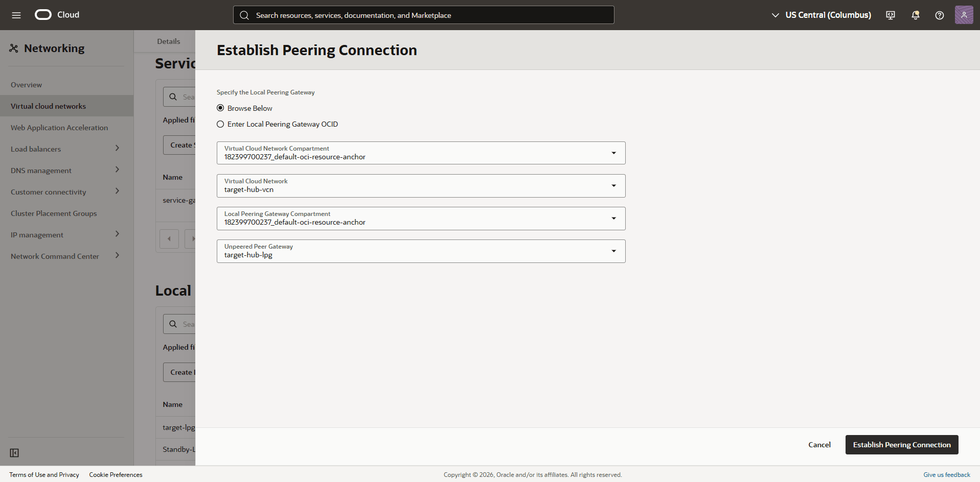 This screenshot shows the required configuration for cross-region restore.