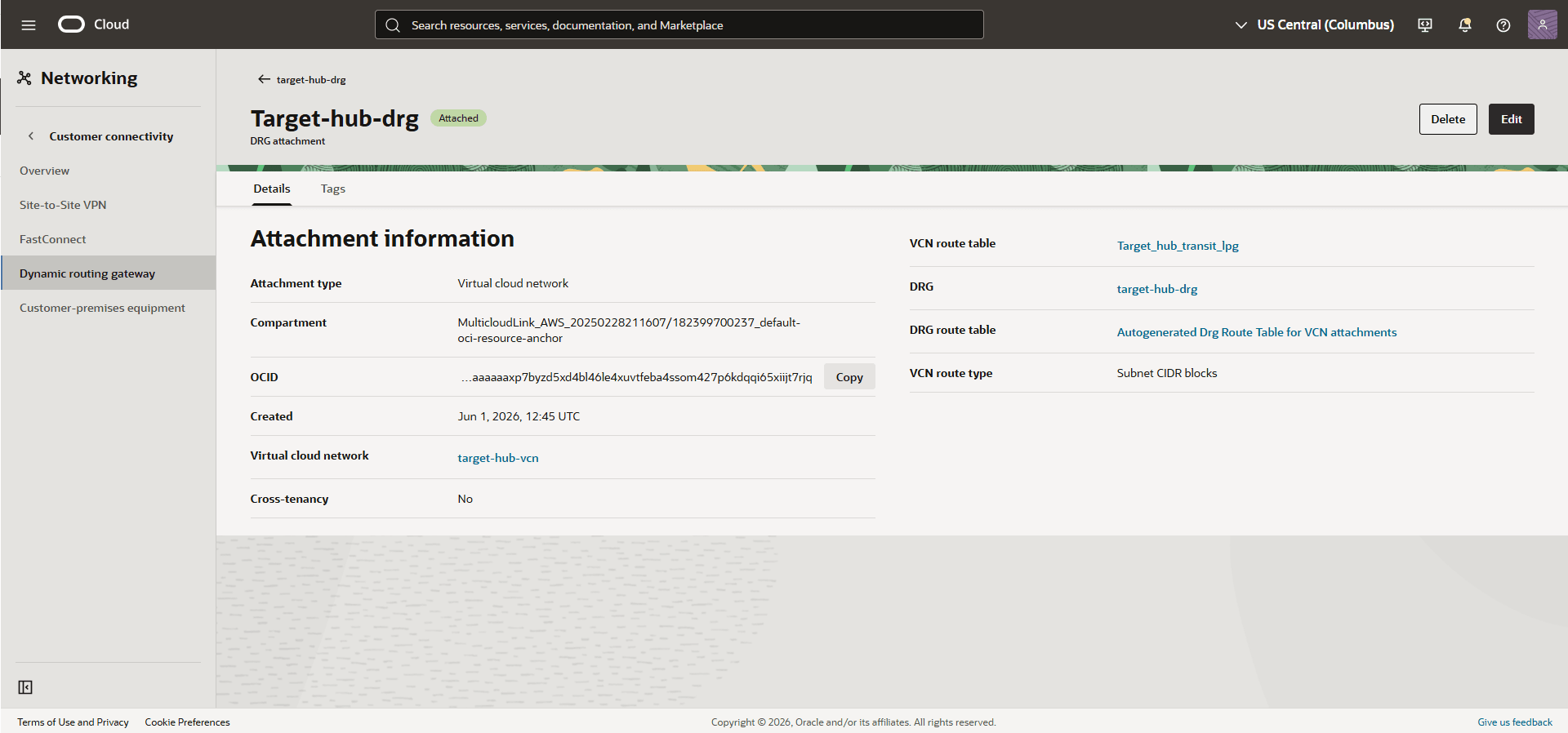 This screenshot shows the required configuration for cross-region restore.