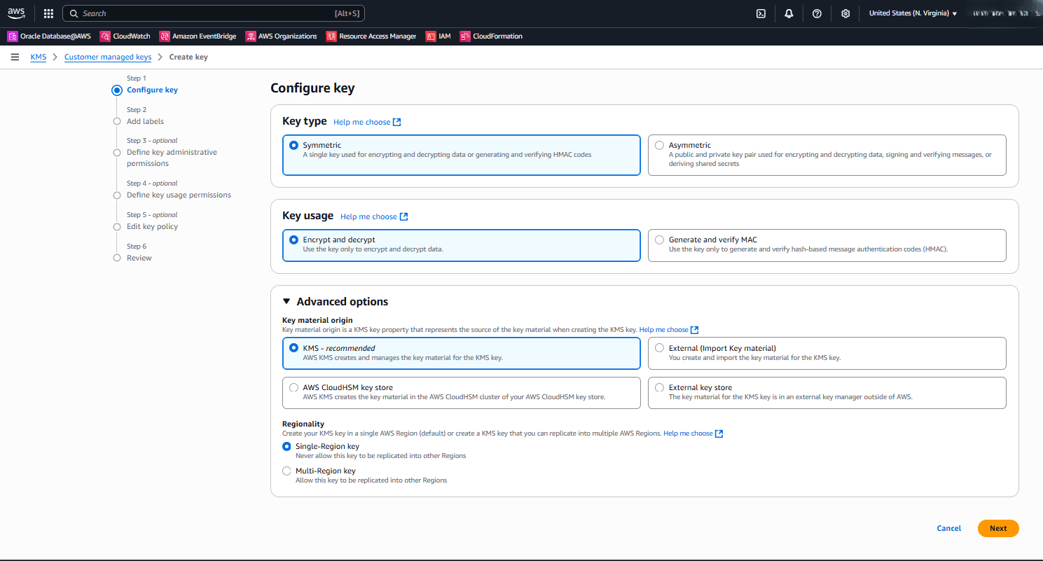 This screenshot shows how to configure a key.