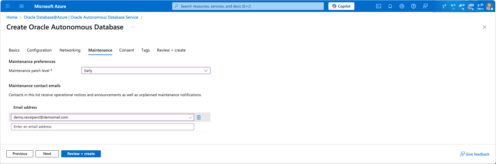 This screenshot shows the third part of creating an Autonomous AI Database.