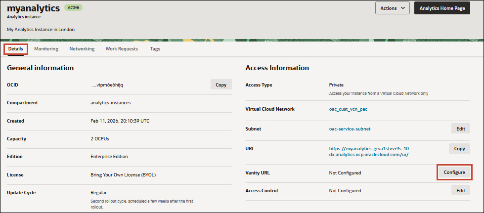 Create vanity URL