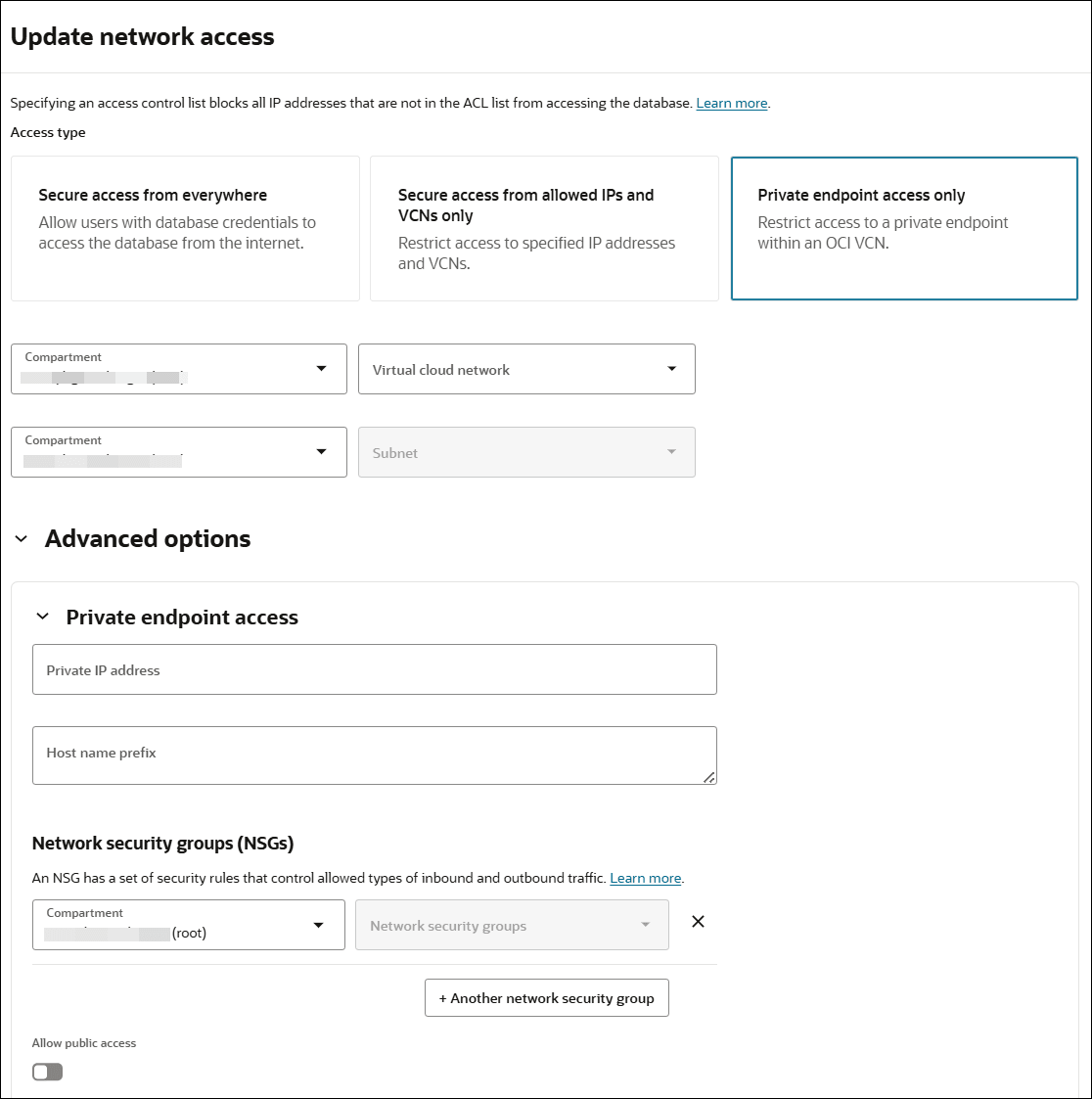 Description of adb_network_access_private_advanced.png follows