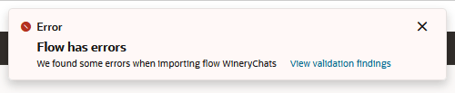 This is an image of the import flow validation error message.