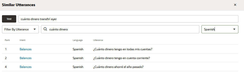 Description of similar-utterance-report-filter-language.png follows