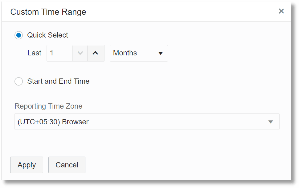 Time selector in the log explorer