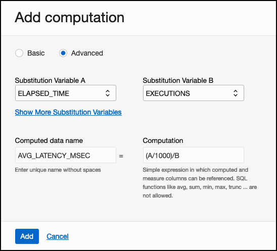 Graphic shows the Add computation dialog box.