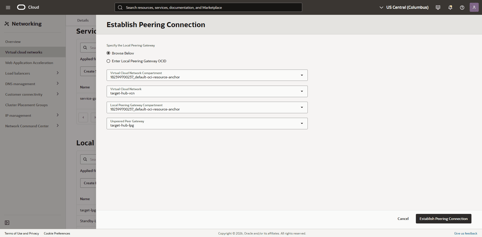 This screenshot shows the required configuration for cross-region restore.