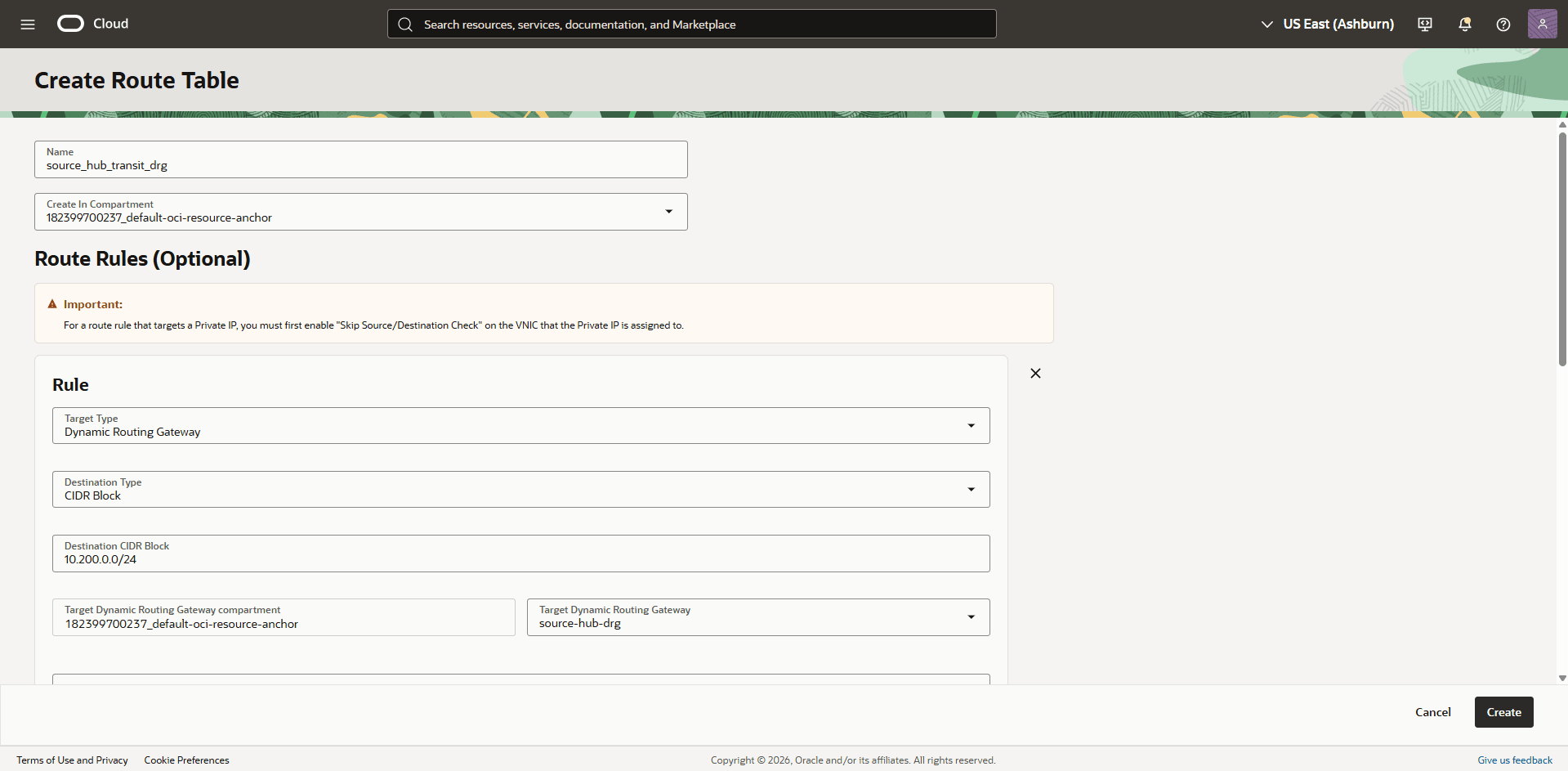 This screenshot shows the required configuration for cross-region restore. This screenshot shows the required configuration for cross-region restore.