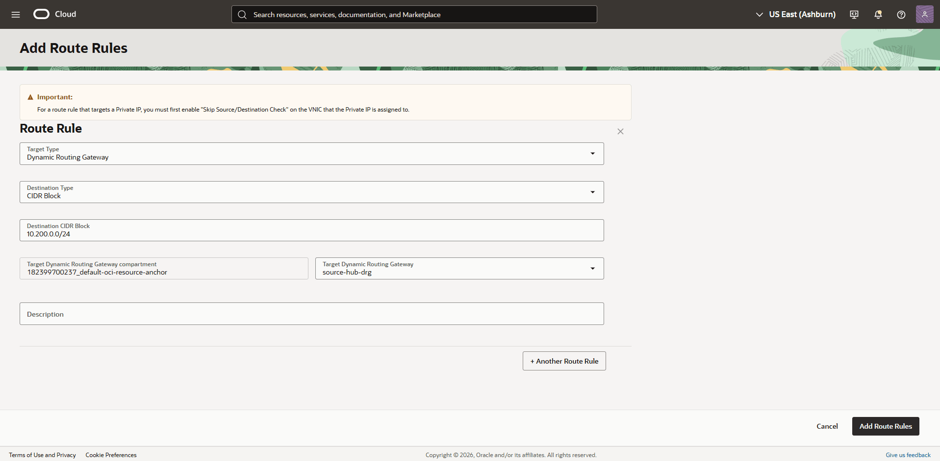 This screenshot shows the required configuration for cross-region restore. This screenshot shows the required configuration for cross-region restore.