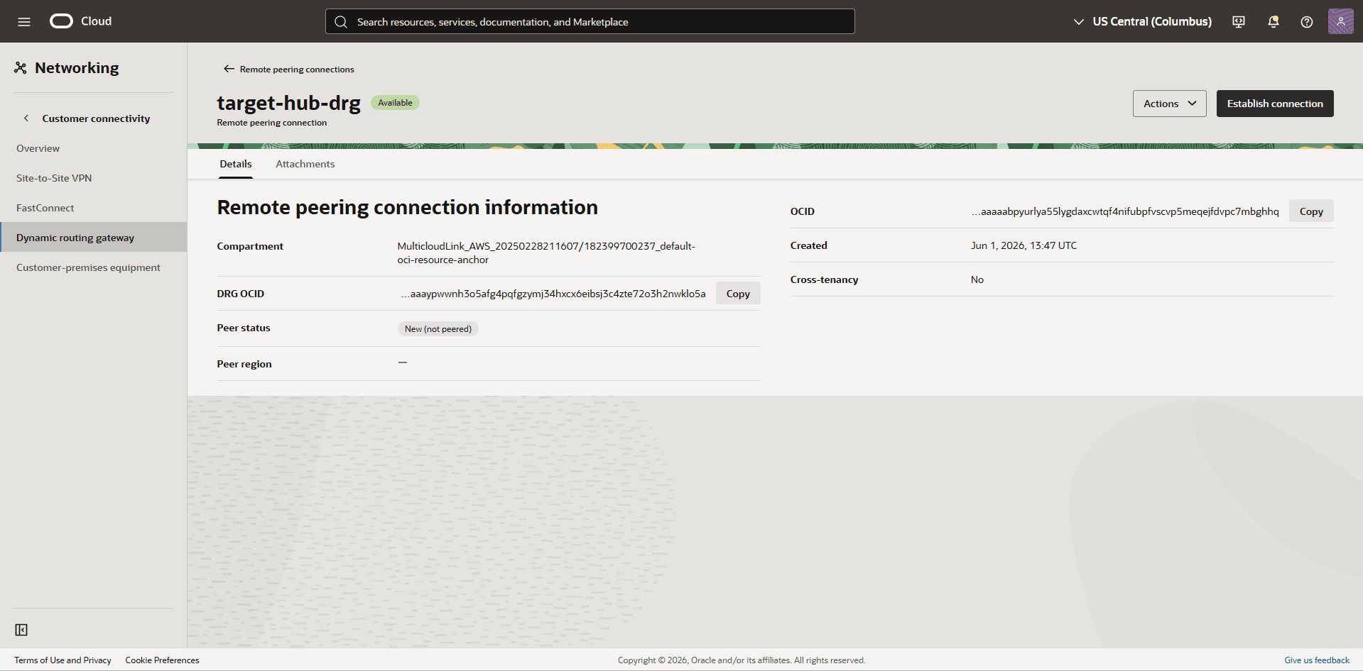 This screenshot shows the required configuration for cross-region restore. This screenshot shows the required configuration for cross-region restore.