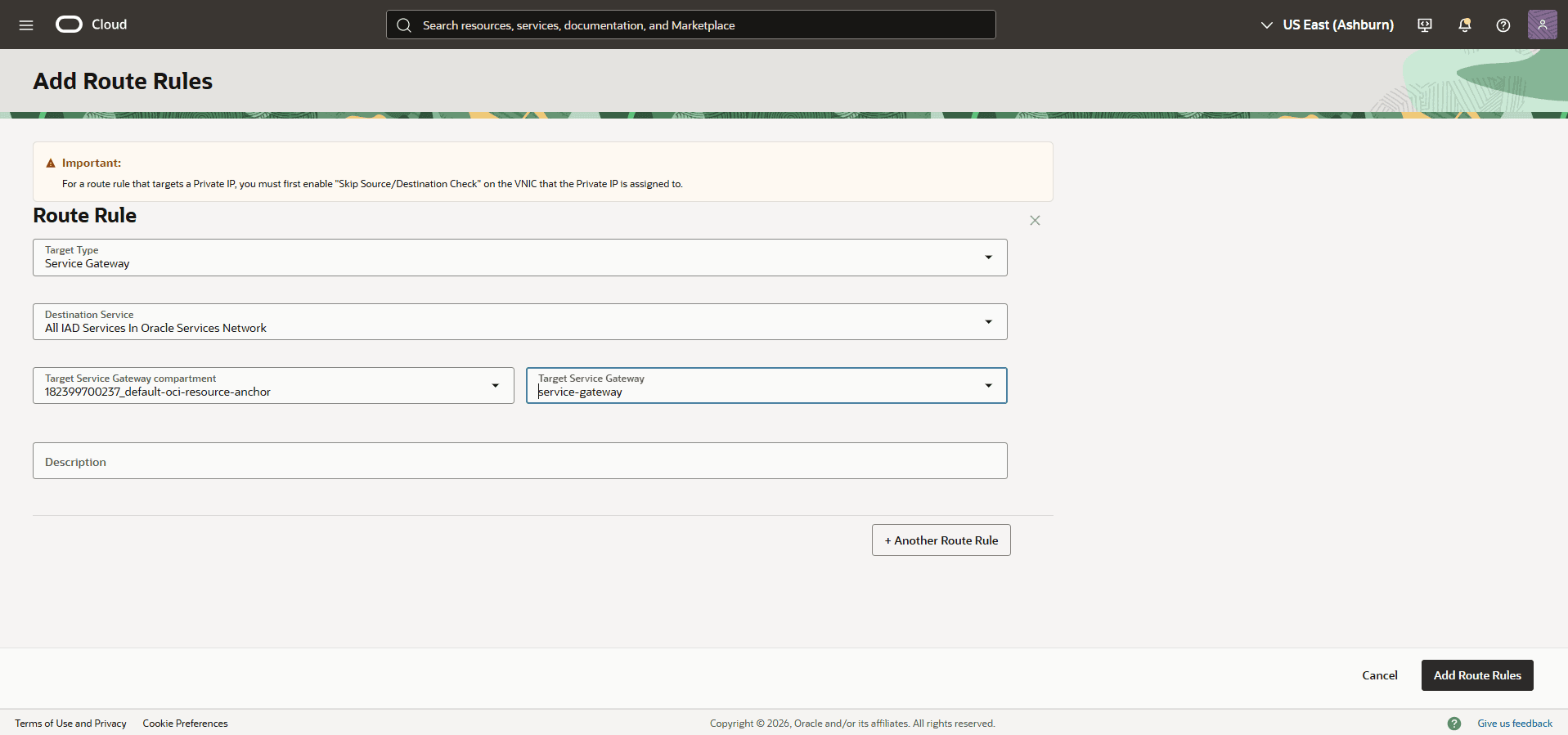 This screenshot shows how to create route rules.