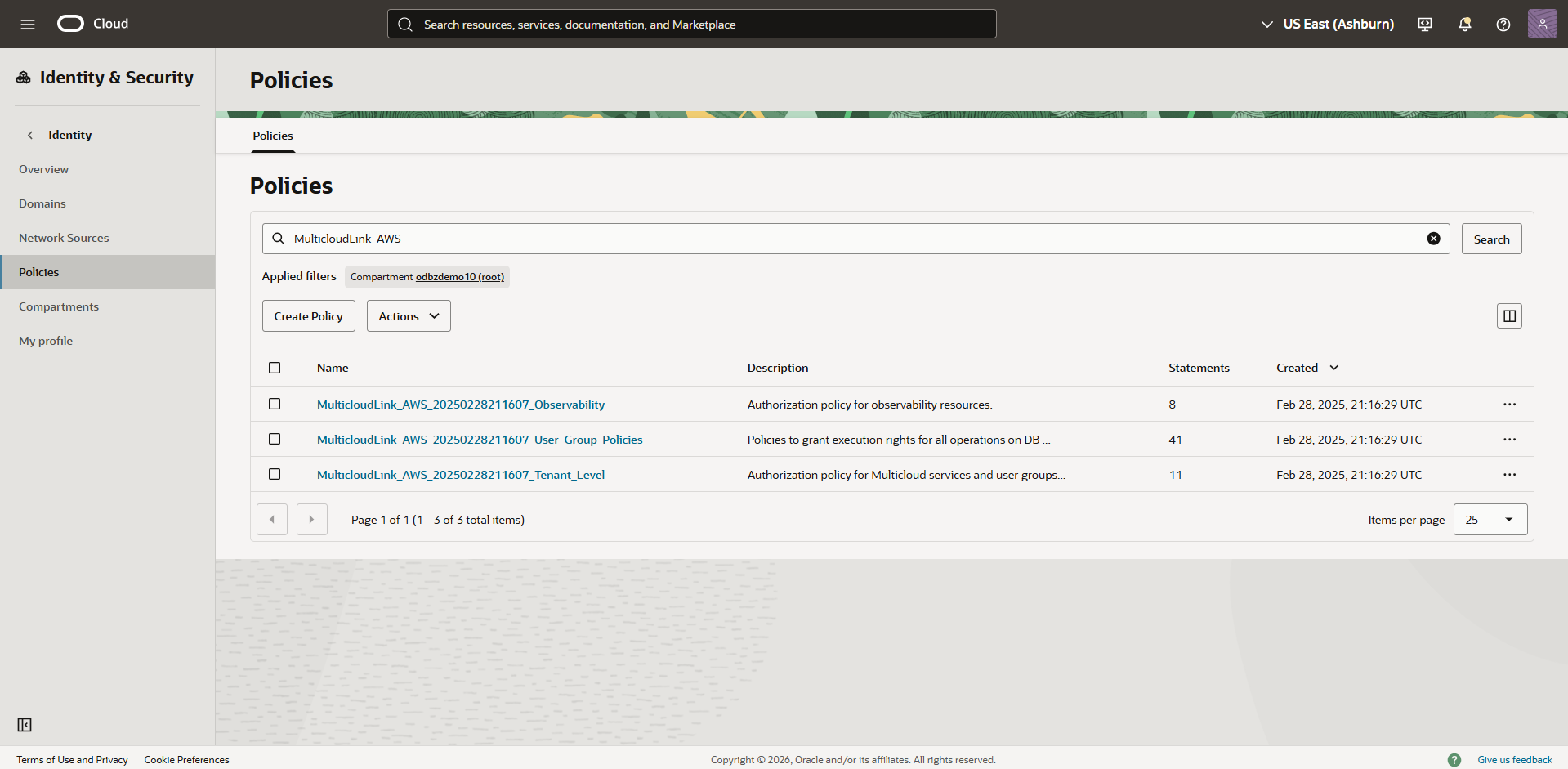 Click to expand OCI Multicloud policies