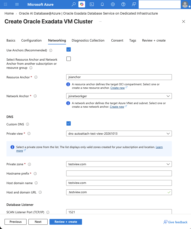 This screenshot shows the steps for creating an Exadata VM Cluster.