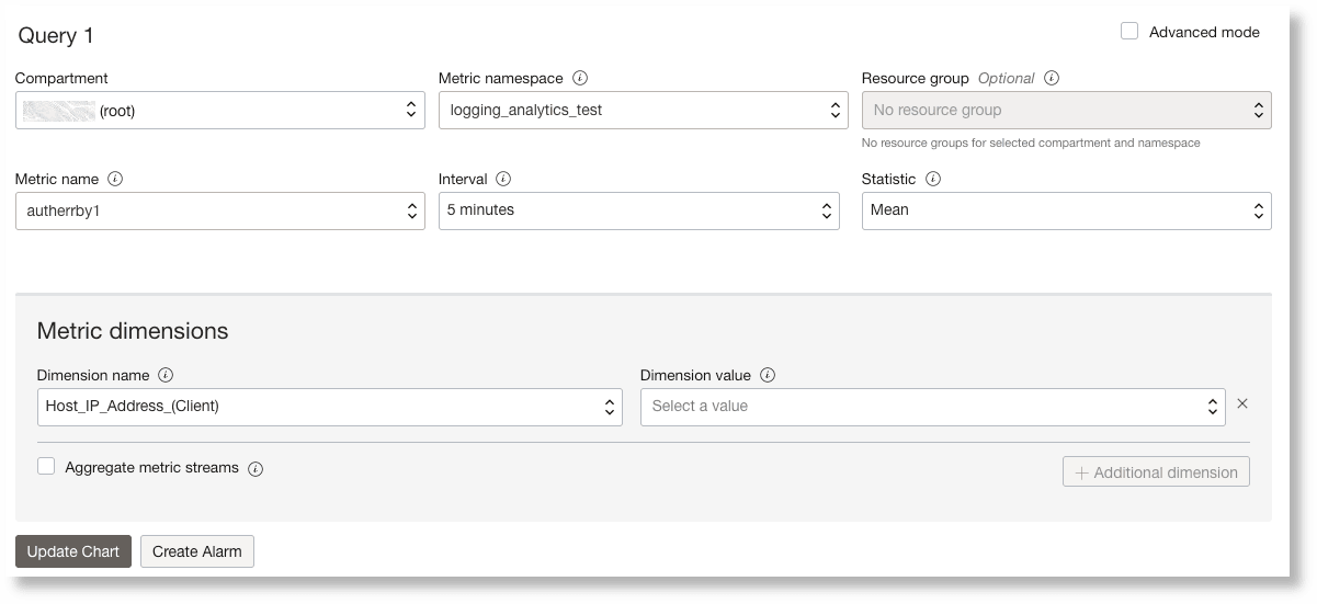 Dialog box to select the metric dimension name Dialog box to select the metric dimension name