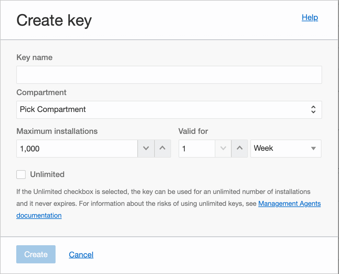 Create Key dialog box. Create Key dialog box.
