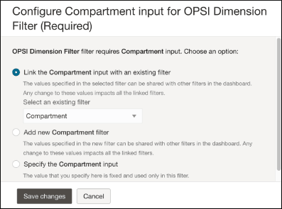 Image shows the Configure compartment input dialog. Image shows the Configure compartment input dialog.