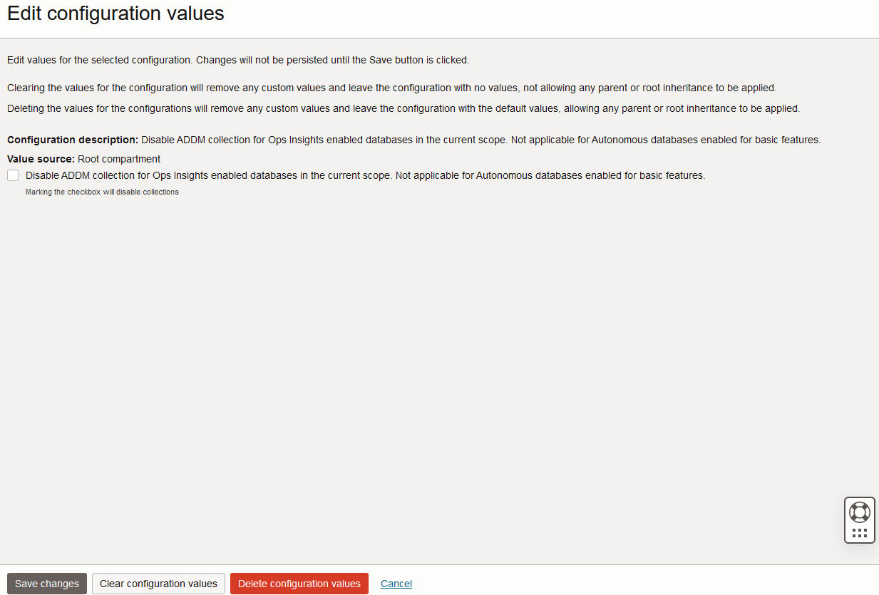Service Configuration customizable options Service Configuration customizable options